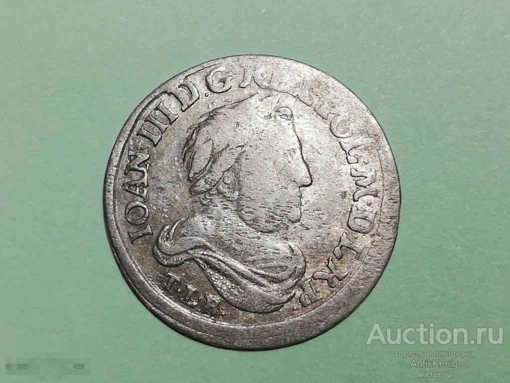 #21 Монета 6 грошей Польша 1680 TLB Серебро Оригинал