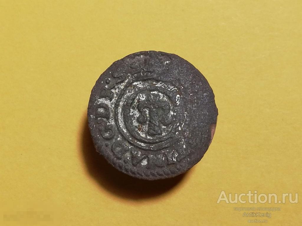 Монета Солид 1640 год Оккупация Риги шведами Оригинал