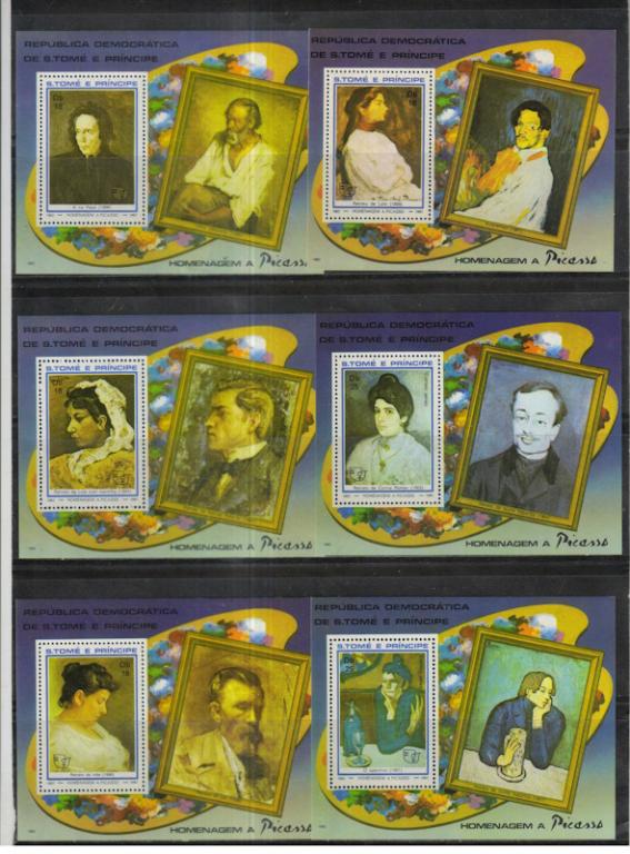 МАРКИ ЖИВОПИСЬ. ПИКАССО. ЛЮКС-БЛОКИ. MNH  САН-ТОМЕ И ПРИНСИПИ 3271(1)