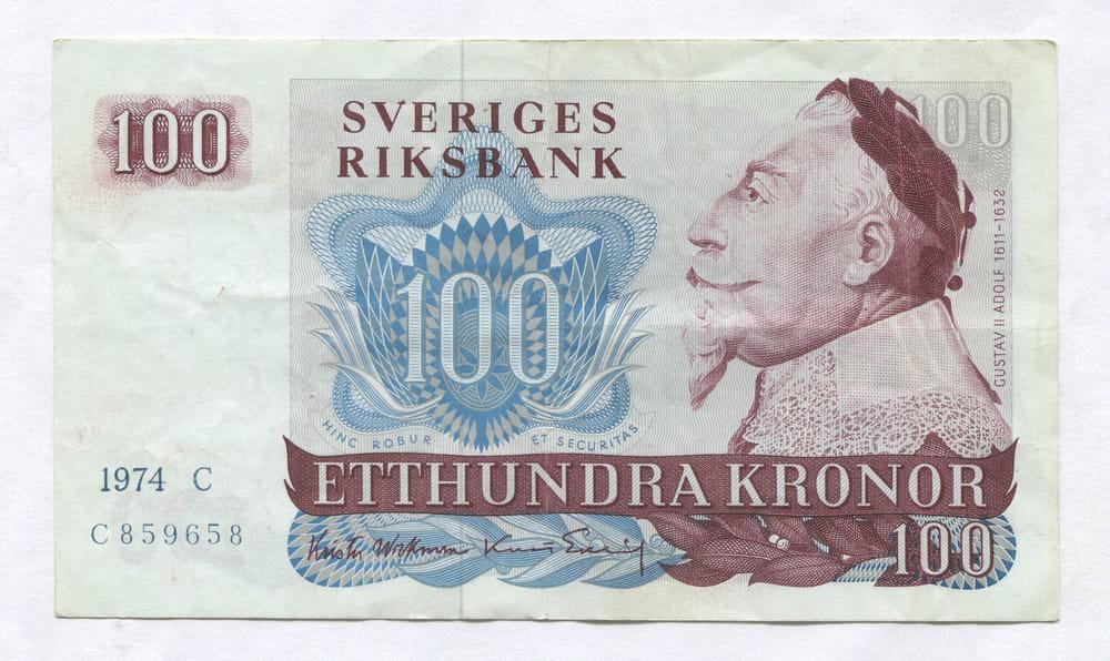 ШВЕЦИЯ 100 КРОН 1974 VF