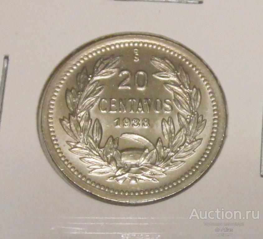 Чили 20 сентаво 1938 AUNC 9491