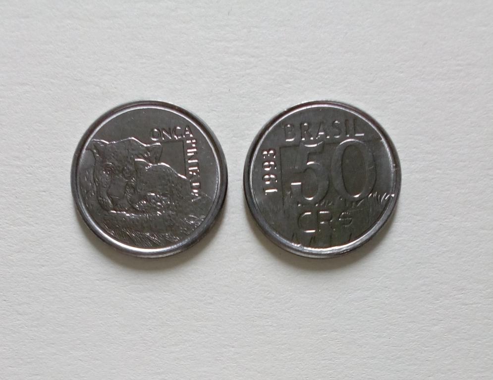 Бразилия 50 крузейро 1993 год мешковой unc