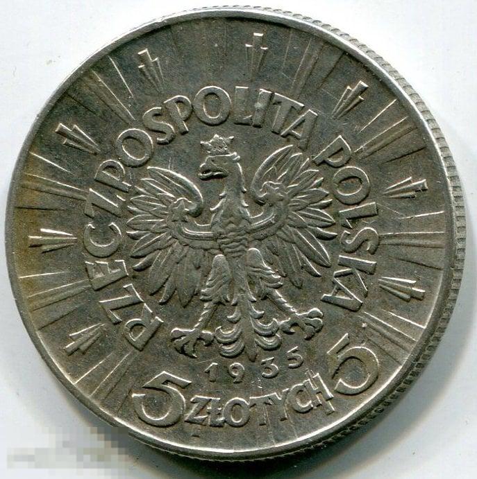 (s141246) ПОЛЬША - 5 ЗЛОТЫХ 1935 / KM28 пилсудский серебро