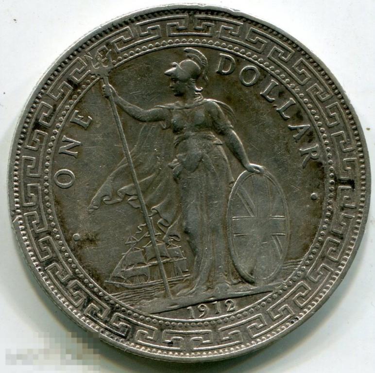 (s250371) ВЕЛИКОБРИТАНИЯ - ТОРГОВЫЙ ДОЛЛАР 1912 B / KMT5 гонконг китай серебро