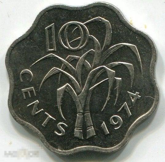 (x3) СВАЗИЛЕНД - 10 ЦЕНТОВ 1974 UNC / KM10 эсватини