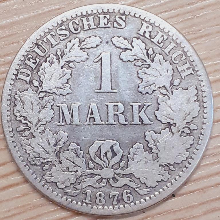 Германия 1 марка 1876 г. A(А). Серебро. ОРИГИНАЛ! Отличная! VF