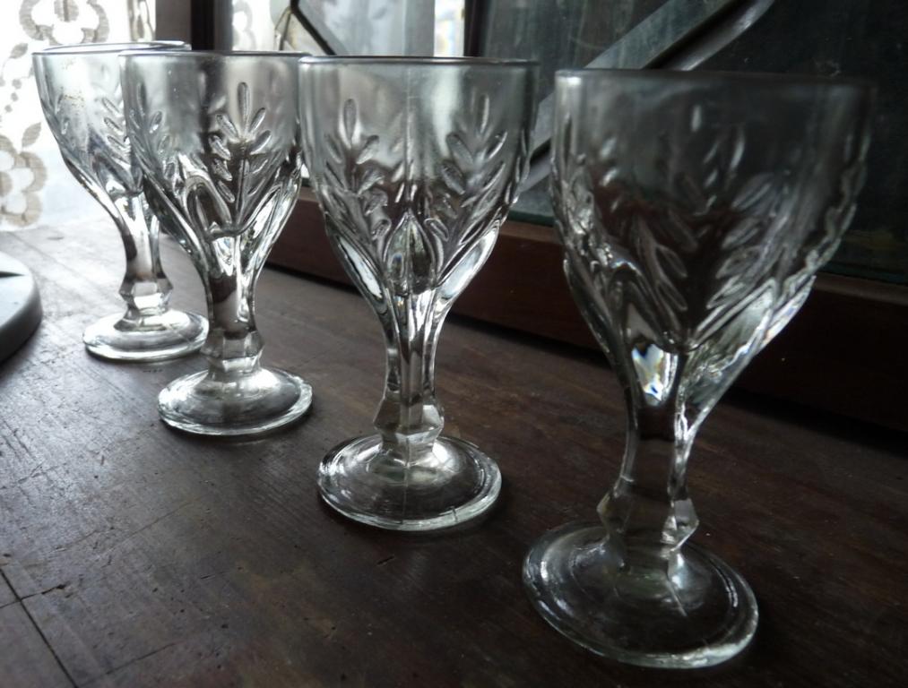 Рюмки фигурная ножка, колосья, 4 шт