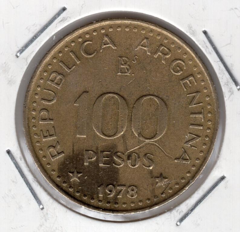 100 песо - Аргентина - 1978 - Хосе де Сен Мартин - KM#82