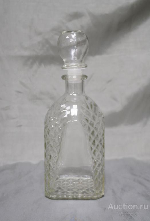 Графин-штоф с крышкой, стекло, высота 22 см  (45)