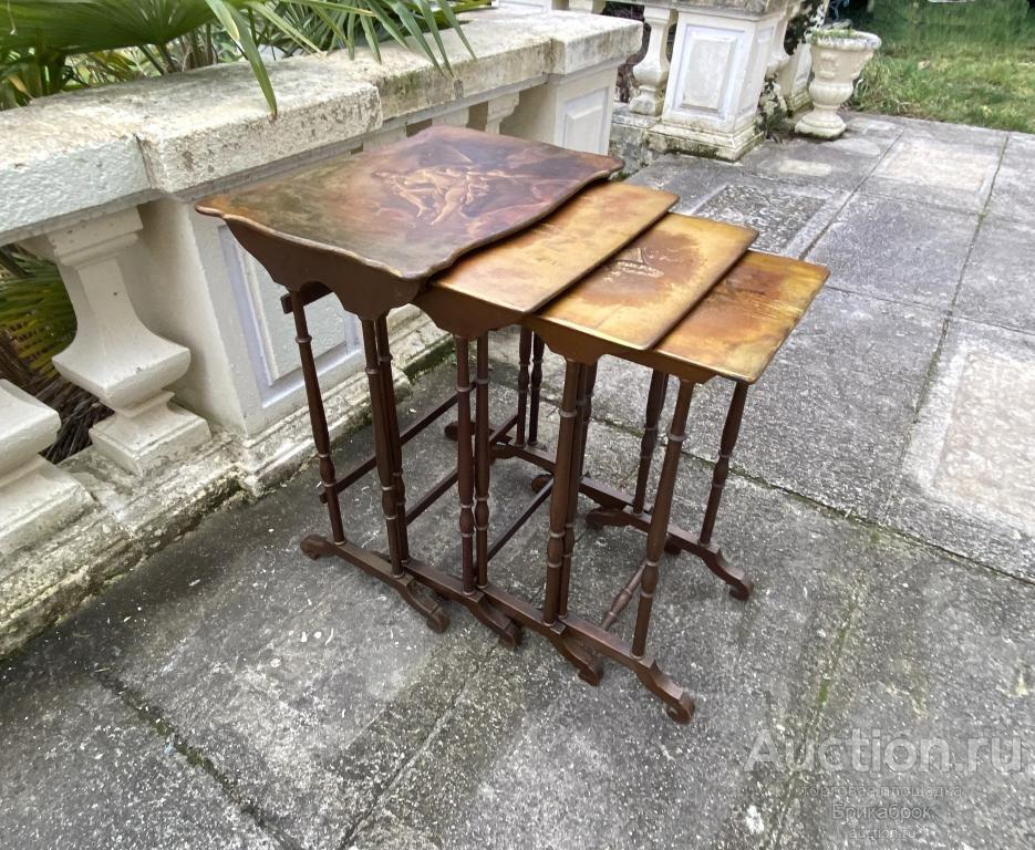 Антикварный столик комплект 4 шт. Ручная роспись