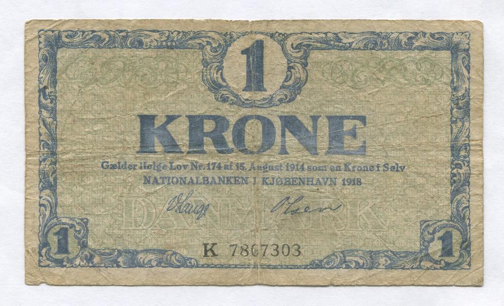 ДАНИЯ 1 КРОНА 1918 VG