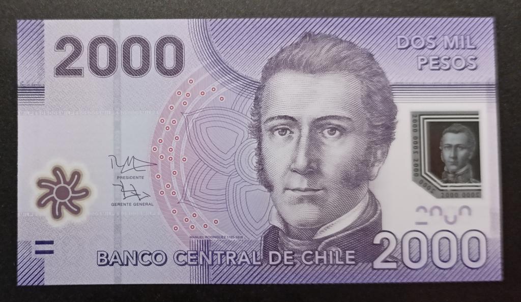 Чили 2000 песо 2016 UNC Пластик
