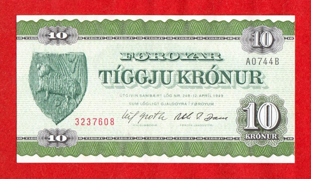 Фарерские острова, Фареры (Дания), 10 крон 1949 (1974), Pick P-18, XF+, 3237608
