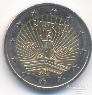 Ирландия 2 евро 2016 г Пасхальное восстание 100 лет. Юбилейная монета. АНЦ UNC