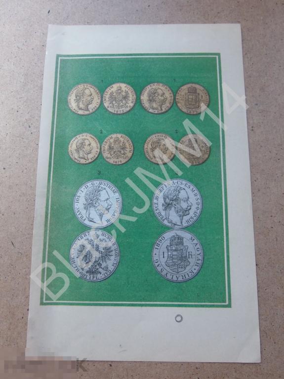 1895 г. Литография Монеты Золотая Серебряная Австро-Венгрия Гульден Крейцеров 10