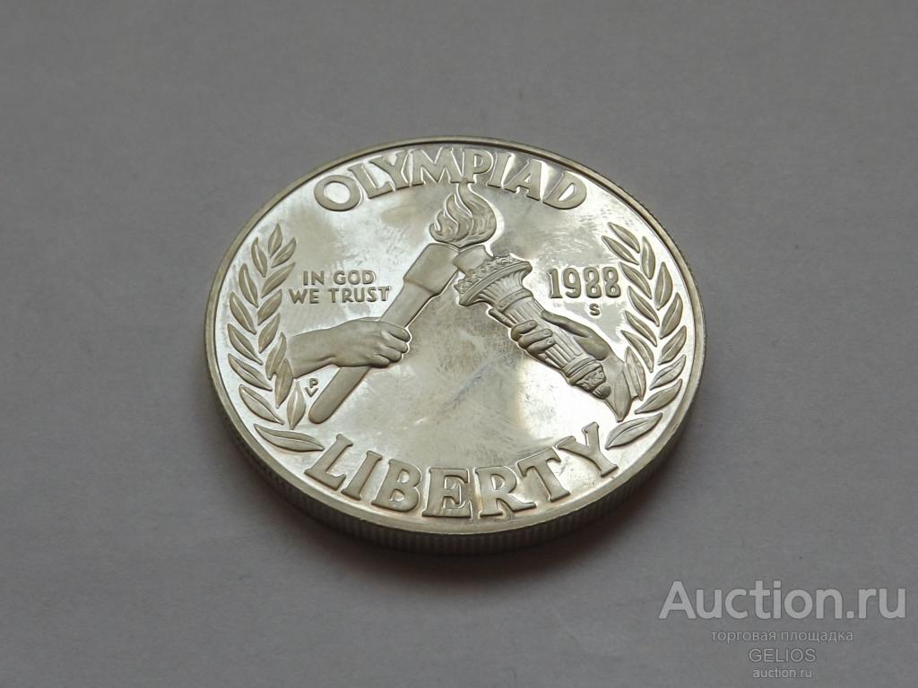 США 1 Доллар 1988 Серебро 900 S-Сан-Франциско ОЛИМПИАДА Сеул