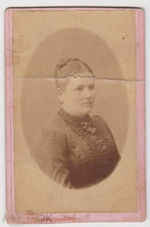 Фотография до 1900 г Женщина Томск Брильянщиков, размер фото 55х90 мм