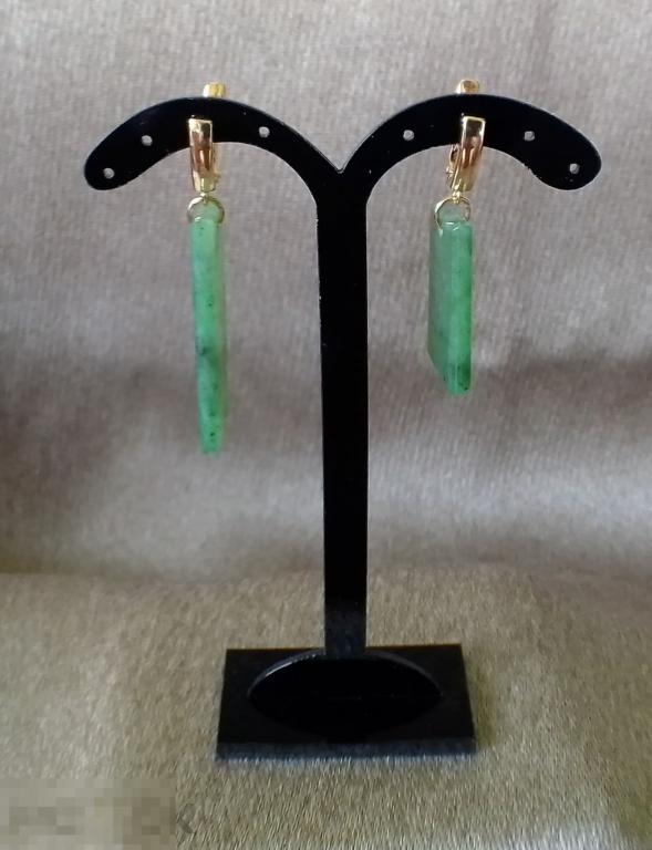 Нефрит Серьги зеркальная полировка Позолота Новые (102