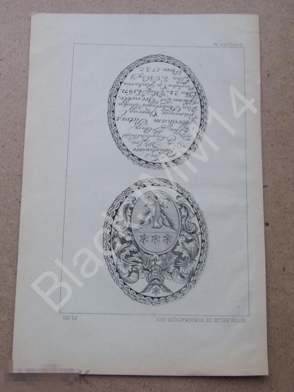 1875 г. Литография Медаль Орден Голландия