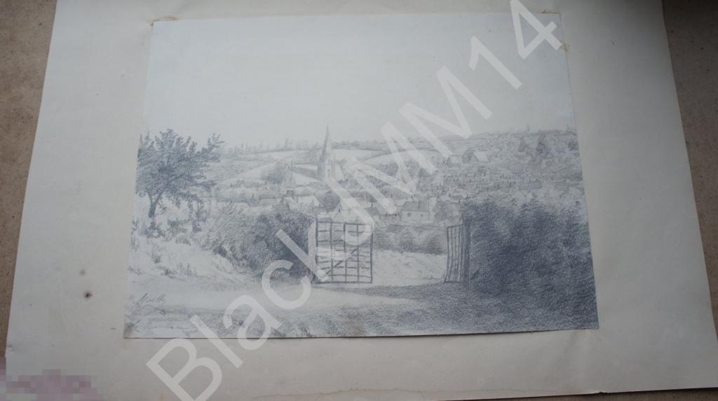 1867 г. Рисунок Город Долина Ворота Бумага Карандаш Датирован