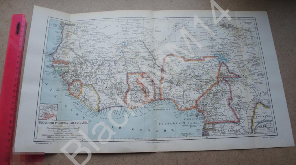 1903 г. Карта Верхняя Гвинея и Западный Судан