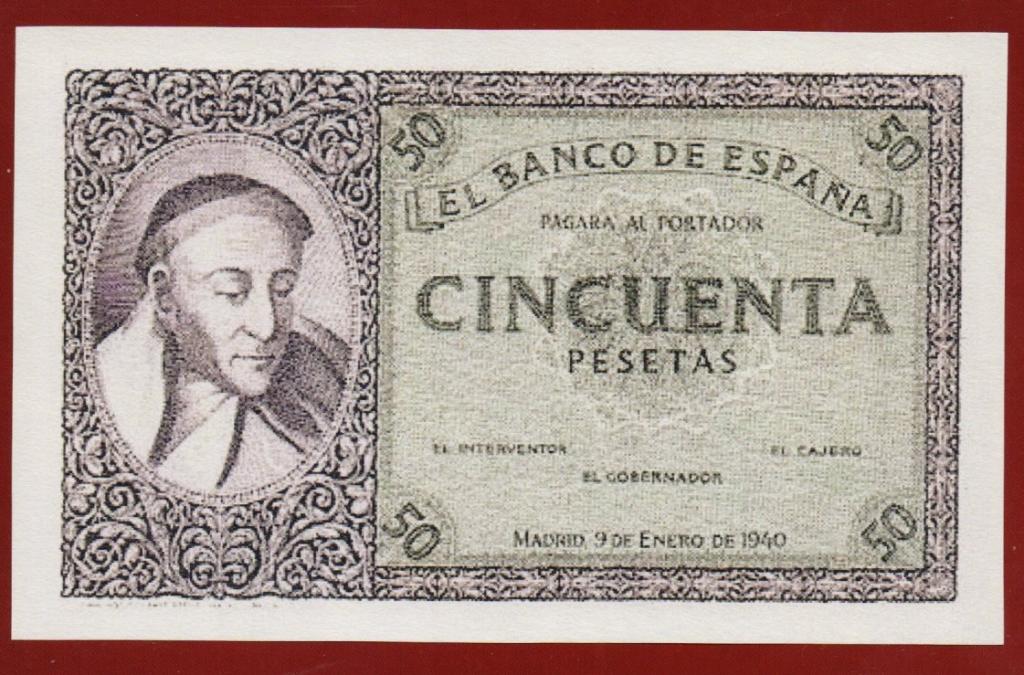 Испания 1940 г. 50 песет копия