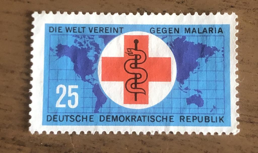 ГДР 1963 Красный крест с жезлом эскулапа малярия