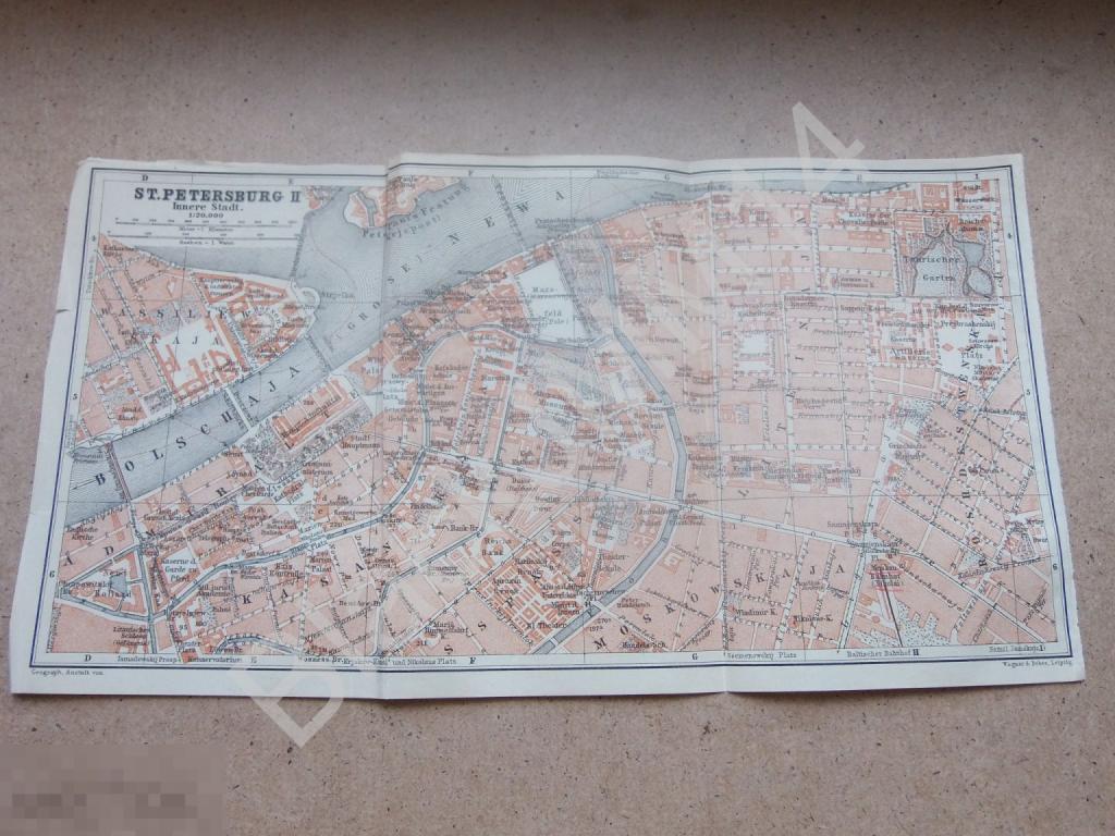 1912 г. Карта План г. Петербург Центр Васильевский остров