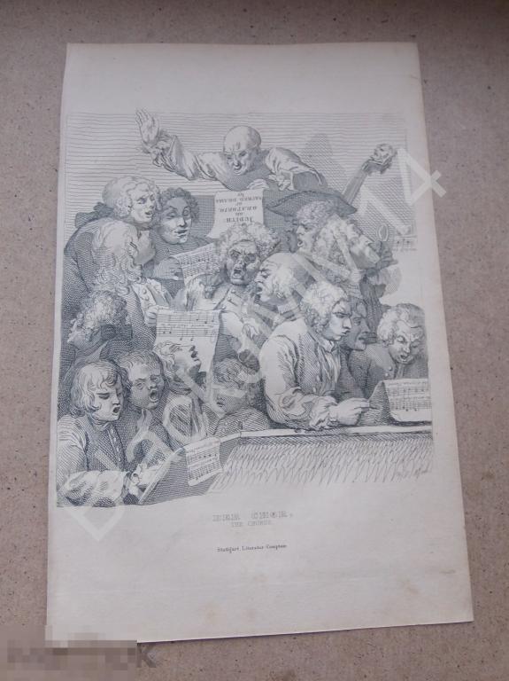 1840 г. Гравюра Хогарт Хор Ноты