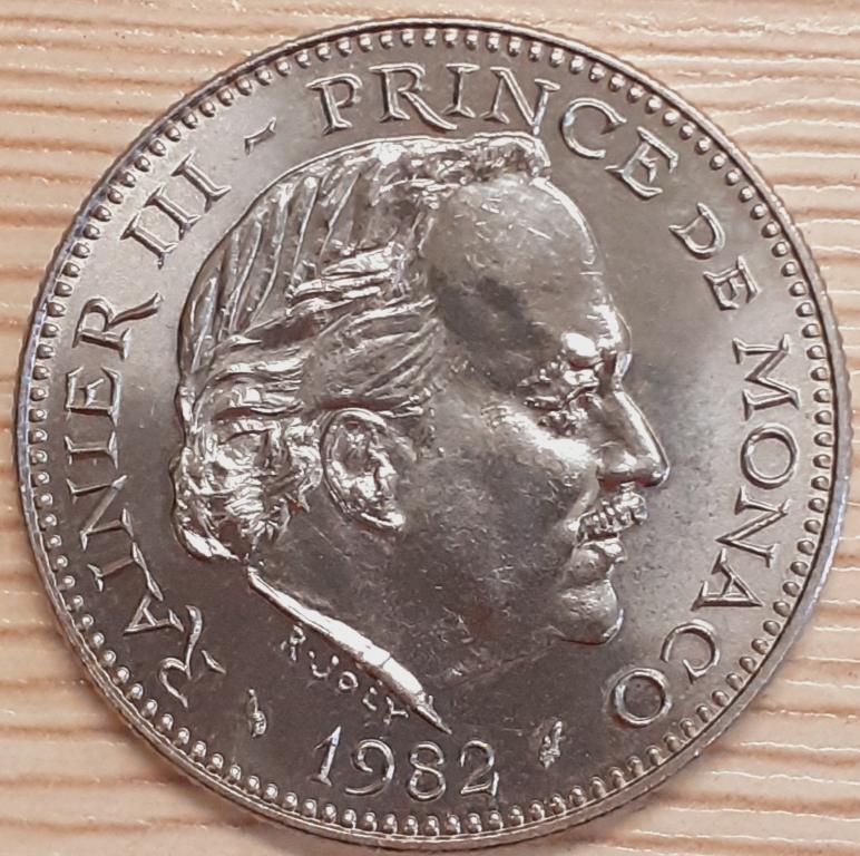 Монако 5 франков 1982 г. Ренье III. Оригинал