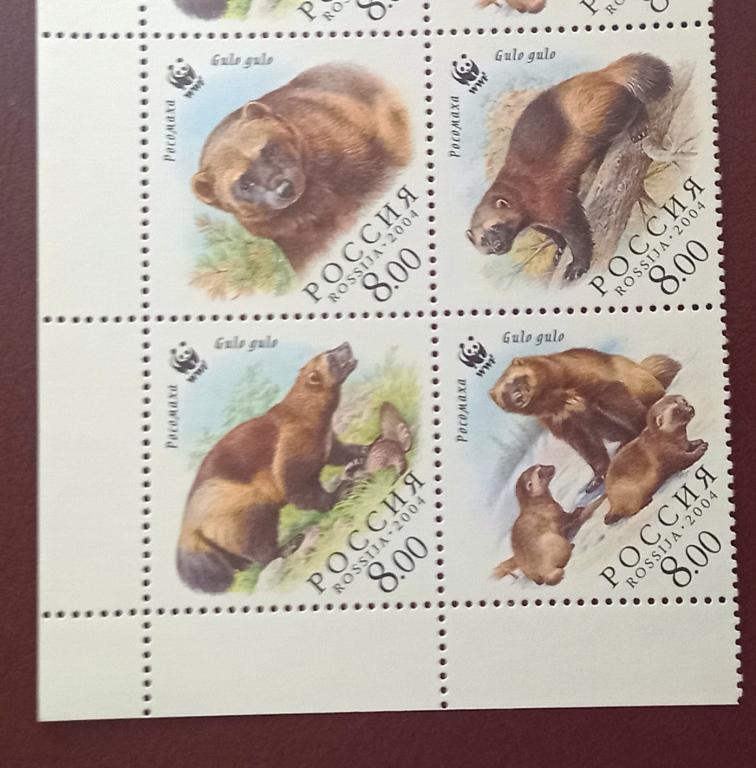 Россия 2004 год Росомаха. Выпуск по программе WWF Сцепка MNH