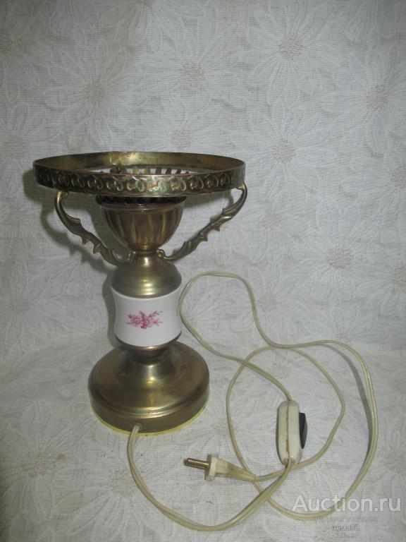 Лампа настольная. Металл, фарфор. СССР.