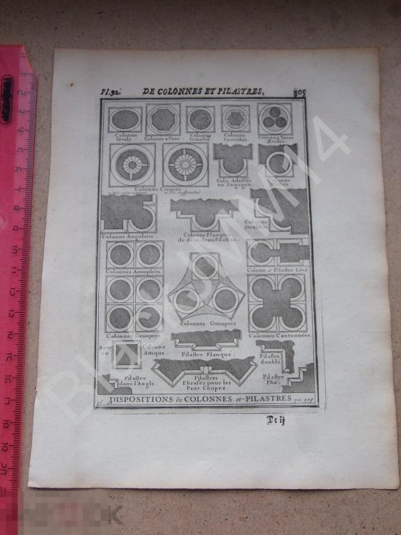 1720 г. Гравюра Архитектура Джакомо да Виньоле Колонны Пилястры