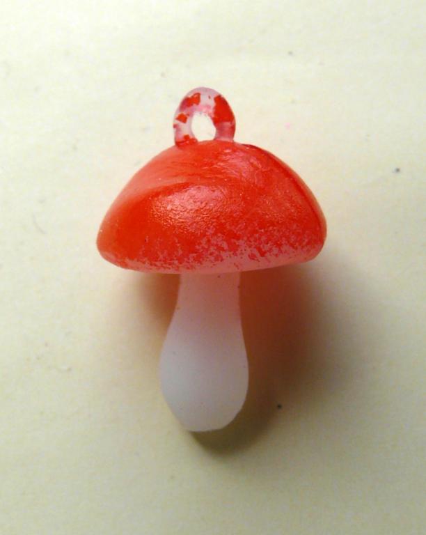 Ёлочная Игрушка СССР —  Гриб, красный, пластик, мини, 22 мм.
