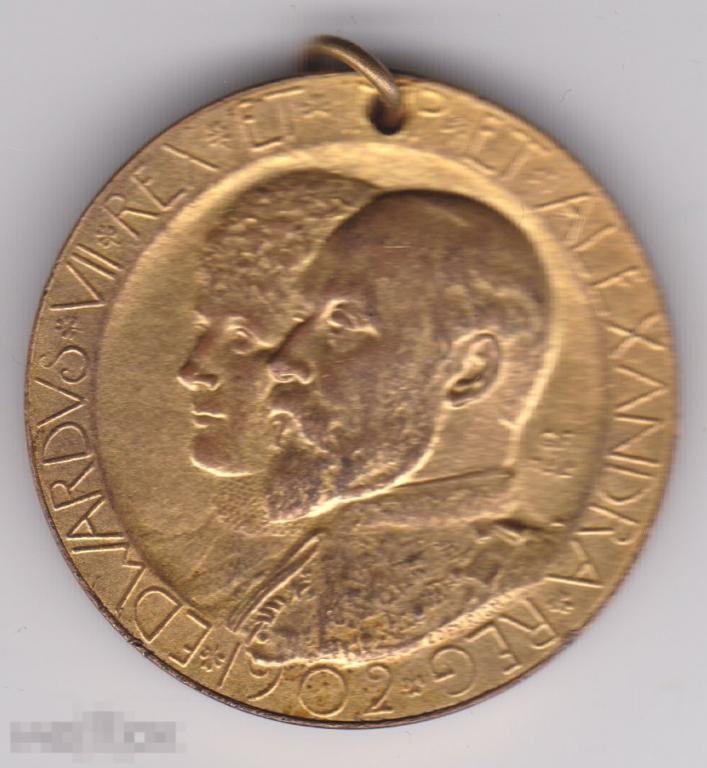 Медаль Британия 1902 г Коронация Эдуарда VII и Александры, 35 мм, Позолота