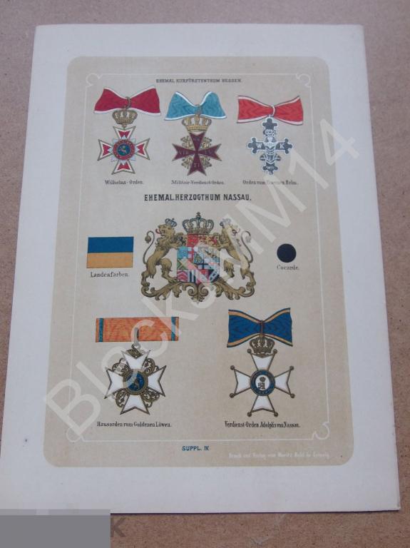 1887 г. Литография Ордена Германия Гессен Нассау