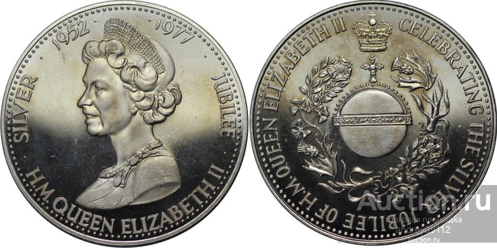 Медаль серебряный юбилей 1977 Елизавета II размер кроны (арт 6642-2)