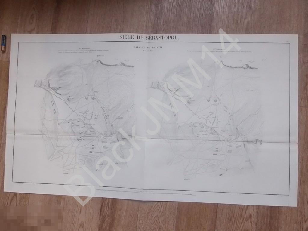 1859 г. Карта Осада Севастополь Крым Война План Сражение на Черной речке