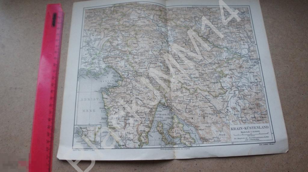 1897 г. Карта Крайна Хорватия Австрийское приморье