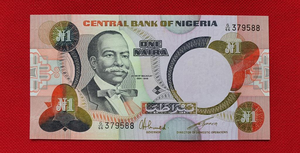 1 найра "Central Bank of Nigeria", 1984 г sig 6 !!!, Федеративная Республика Нигерия