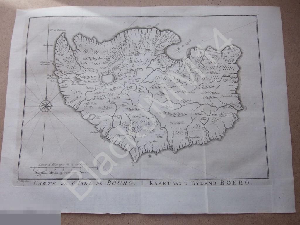 1755 Гравюра на меди Глубокий оттиск Карта план остров Буру Индонезия Малайский архипелаг