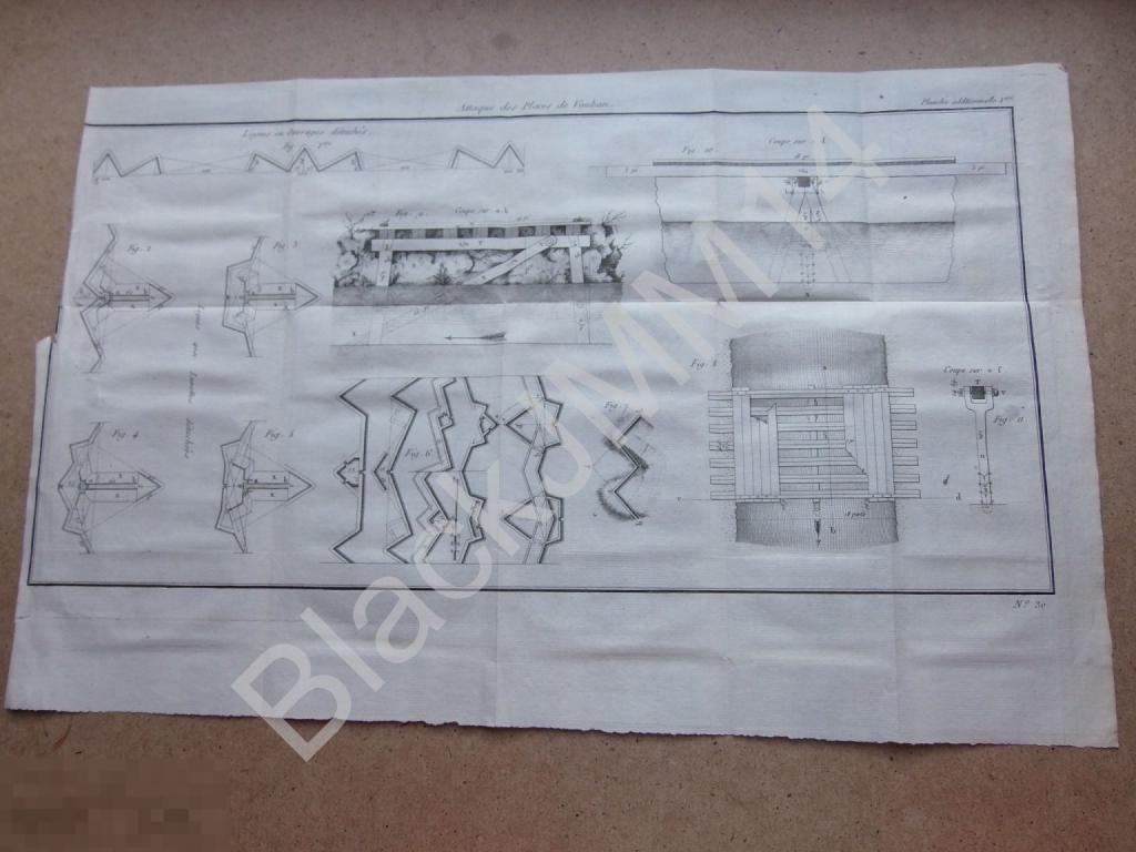 1794 г. Гравюра Маршал Вобан Крепость Укрепления