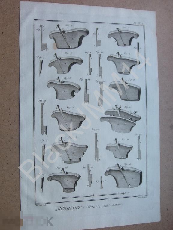 1769 г. Гравюра на меди Плотник Изготовление Кареты Экипажи Соединения Клинья