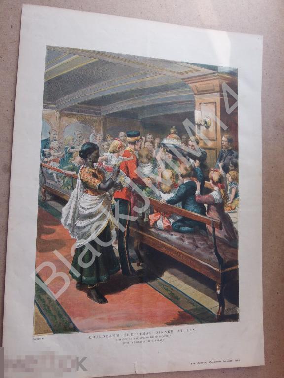 1889 г. Литография Детское Рождество Дети
