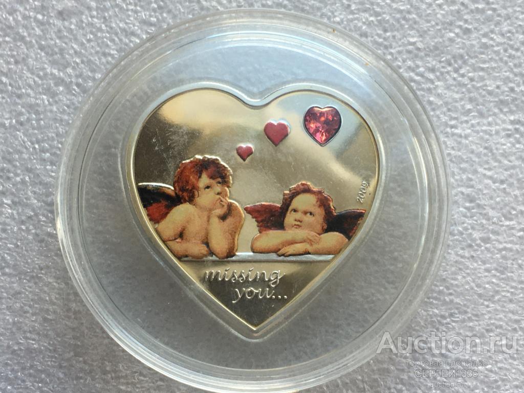 Палау 5 долларов 2009 Ангелы Сердце Скучаю по тебе СЕРЕБРО