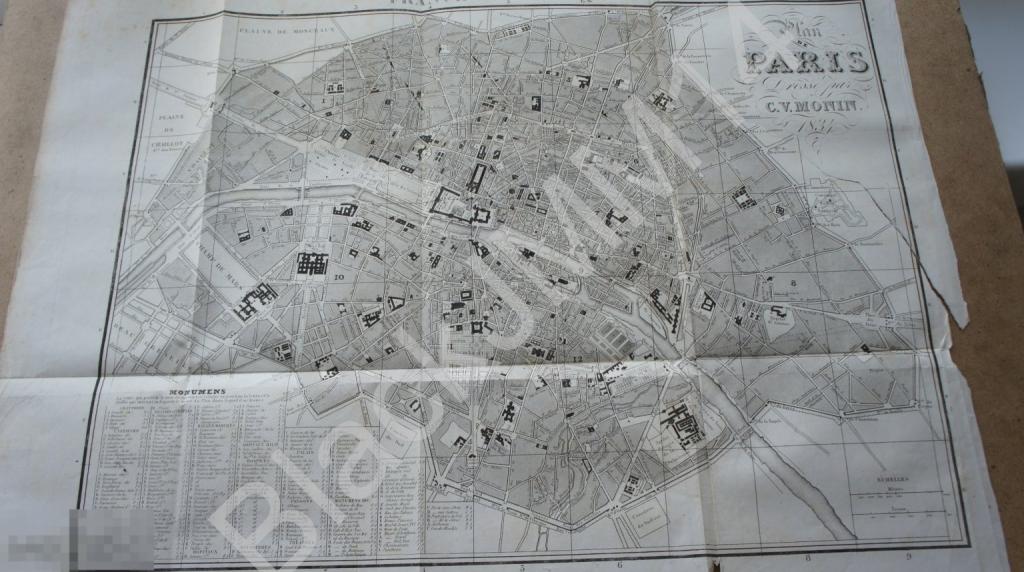 1838 г. Карта Живописная Франция А. Гюго План Париж