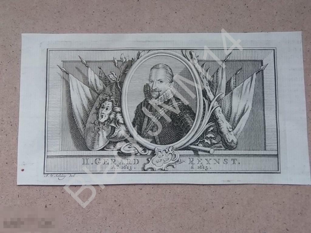 1763 Гравюра на меди Глубокий оттиск Рейнет Герард генерал-губернатор Ост Индии