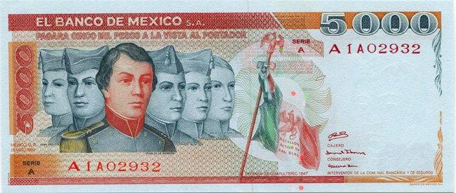 Мексика 5000 песо 1980 Литера А UNC