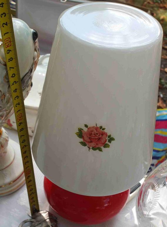 лампа настольная  ночник с розочкой, цветное стекло, СССР, коллекционная