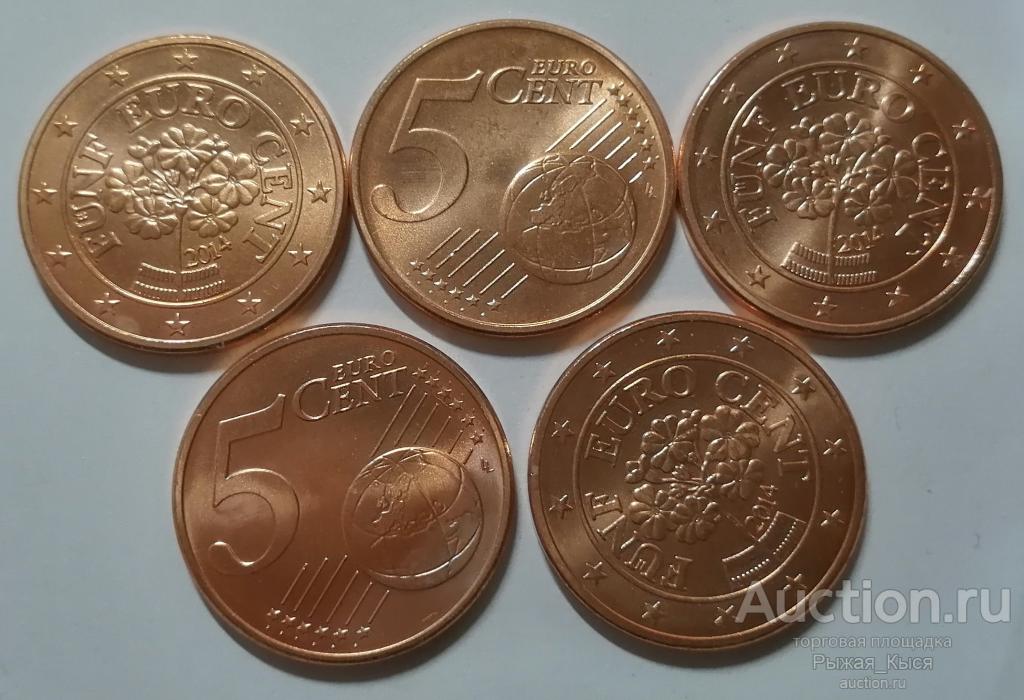АВСТРИЯ. 5 евроцентов 2014 года UNC Штемпельный блеск. (90716) 1 монета